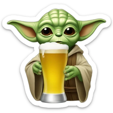 Yoda drink a beer sticker
