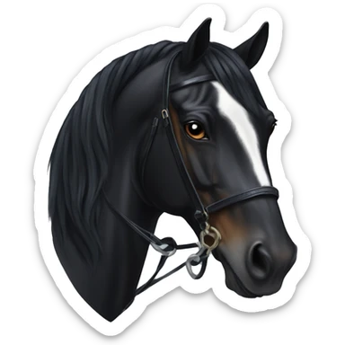 Black dressage horse head sticker