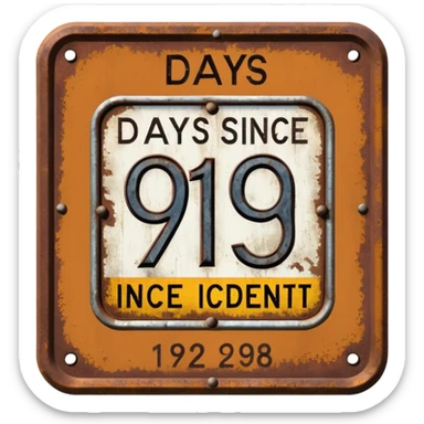 days since last incident sticker