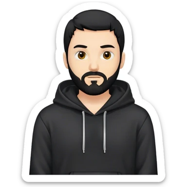 hackeur blanc cheveux noir barbe et capuche noir sticker