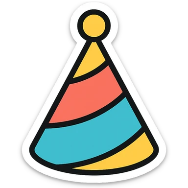 colored party hat icon sticker