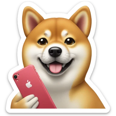 Shiba Inu influencer holding an iPhone  sticker