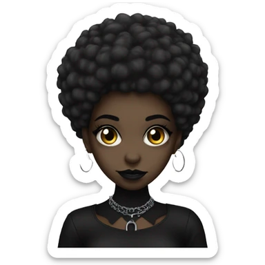 black goth girl with afro sticker