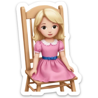 Blonde Doll wearing pink sitting On The Chair  sticker