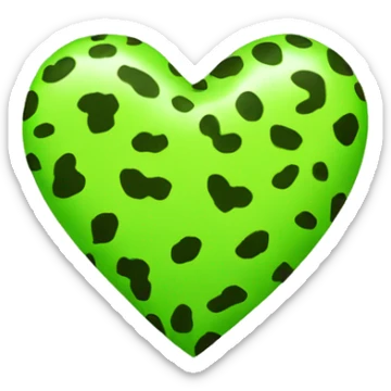 lime green cheetah print heart sticker
