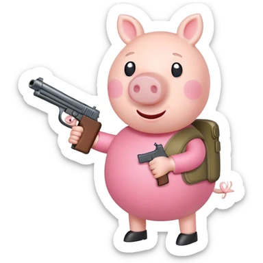 Peppa pig holding a gun  sticker