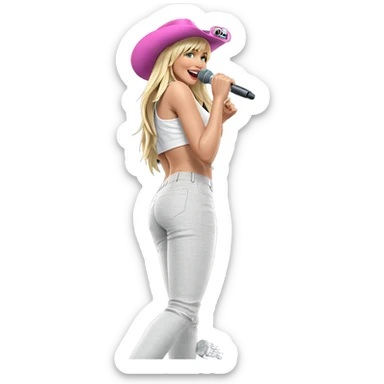 blonde girl with microphone sticker