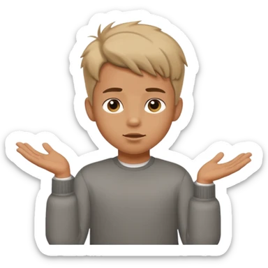 cute boy shrugging his shoulder, boy have good haircut puff style sticker