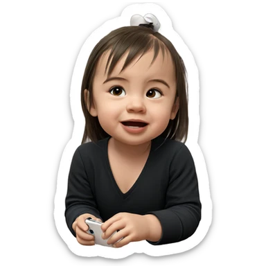 girl using phone indoors sticker