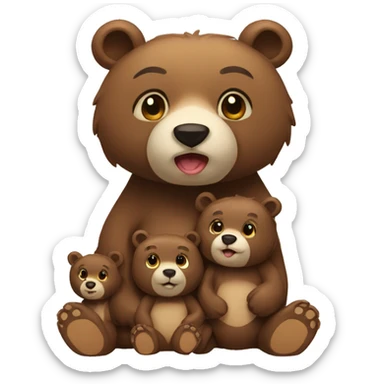 A bear family with cub  sticker