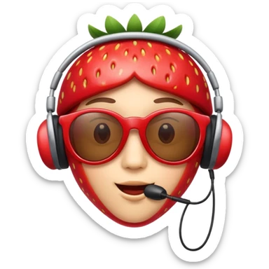 Cute strawberry wearing headset and shades sticker