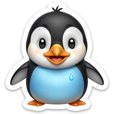 laughing penguin with tears while laughing coming out of eyes and going side ways sticker