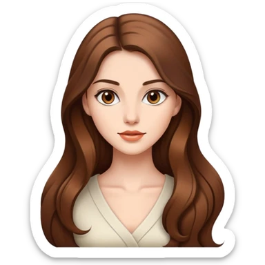 beautiful young woman with long brown hair, elegant appearance sticker