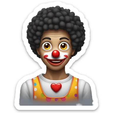 Clown avec yeux en cœur et coupe afro sticker