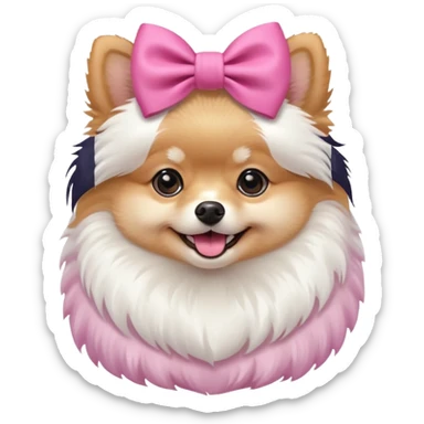 perrita pomeranea con moño rosa sticker