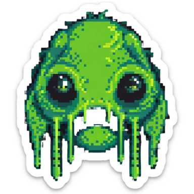 classic green blob slime monster sticker
