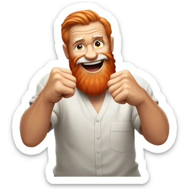 red bearded old man fist bumping towards the camera, smiling sticker