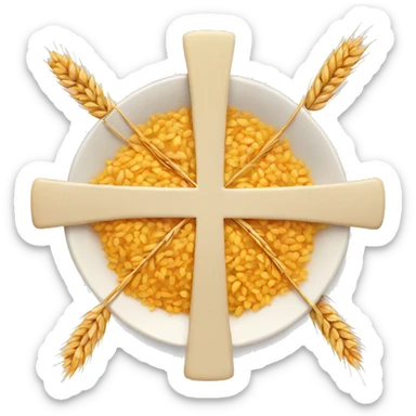 a plate of wheat cooked with an Orthodox cross in the middle sticker