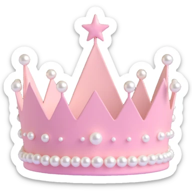 white and pastel pink crown with pearls sticker