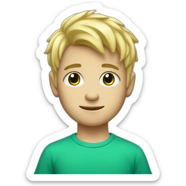 Blond cute boy with green eys and blue shirt sticker