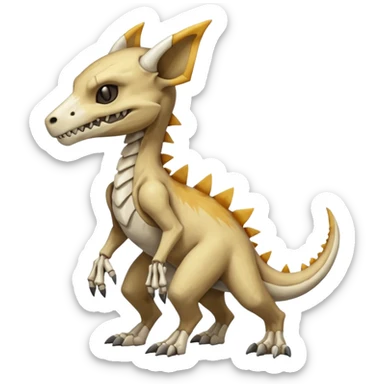 Bone-White Skeletal Ember-Veined Smoky-Cracked Cubone-Manectric-Marowak-hybrid-creature (full body) sticker