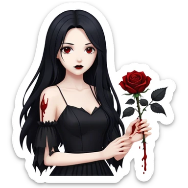 Bloody black rose anime gothic beautiful gorgeous cool edgy lady sticker