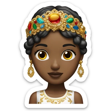 Dolce and Gabbana white girl with dark hair and headband with colourful ornament and golden detais  sticker