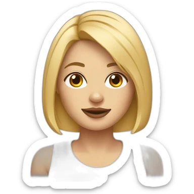 Blond lady with shoulder length bob haircut and a Pitbull dog sticker