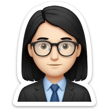 accountant with black long hair sticker