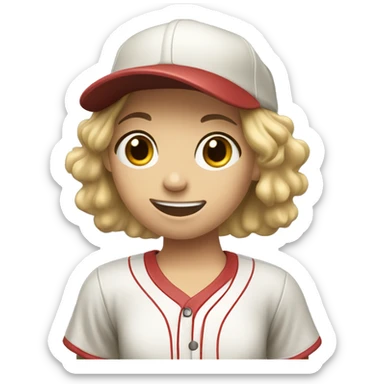 Dirty blond haired girl playing baseball sticker