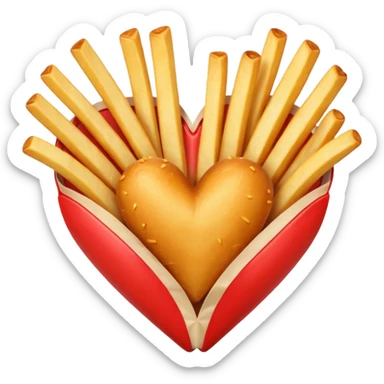 French fries in heart shape sticker