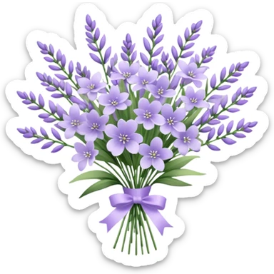 A delicate hand-tied lavender bouquet, featuring wisps of pale lila sticker