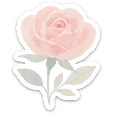 dreamy pastel pink rose, painterly watercolor sticker