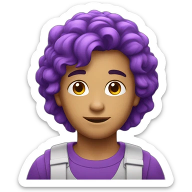 Un garçon avec les cheveux violet en costar violet sticker