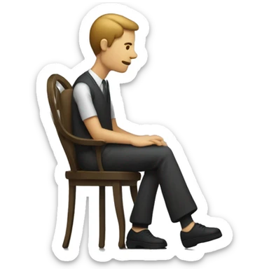 Un homme est assis sur une chaise. Une femme s'assied sur lui. Elle l'embrasse sticker