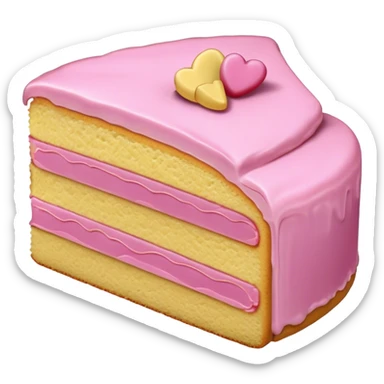 sweet simple slice of sponge cake with pink frosting on the outside sticker