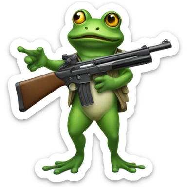 frog holding a gun sticker