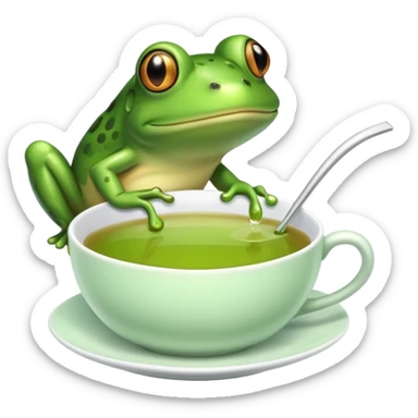 Frog sipping tea  sticker