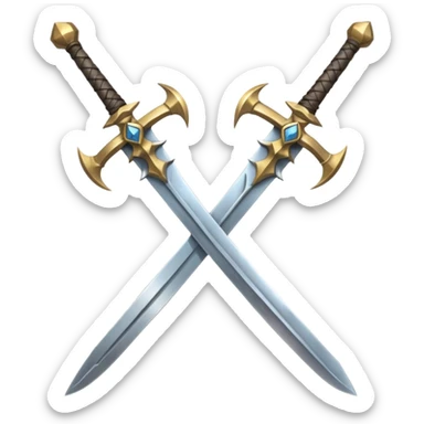  two sword cross, world of war craft style sticker