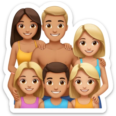 Group of 6 friends, 3 guys and 3 girls sticker