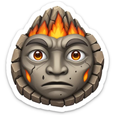 stone idol face in Volcano Island sticker