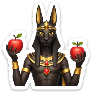 anubis god with an apple sticker