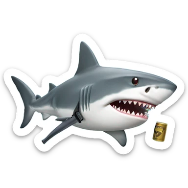 Shark with a gun sticker