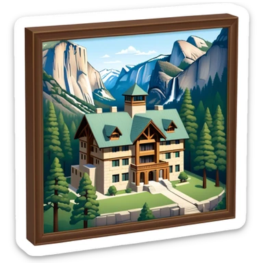 The Ahwahnee Lodge, Yosemite national park, isometric exterior view  sticker