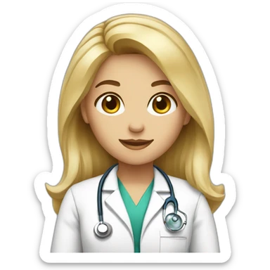 girl blond medium hair doctor sticker