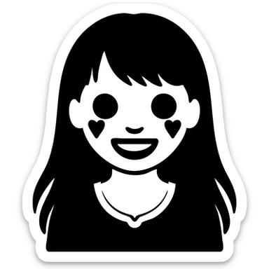 Change the eyes to solid black, keep the style and all other features the same, with no background. sticker