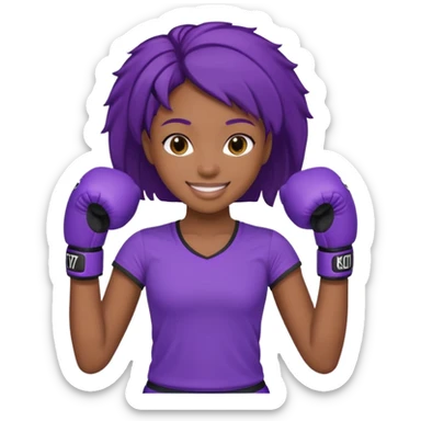 now make a girl whose black in purple kickboxing full shirt sticker
