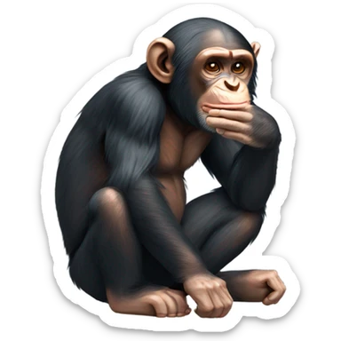 Chimpanzee scratching his head sticker