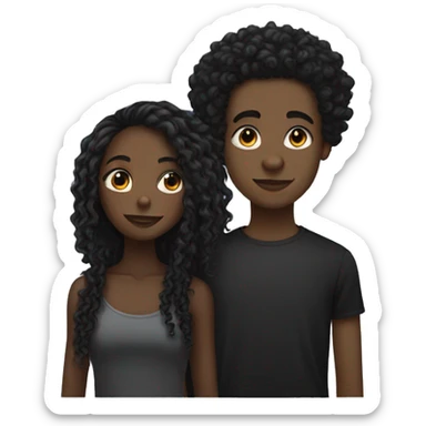 black girl w curly hair next to a black dread head boy sticker