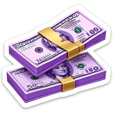 billetes en 3d morados animados en png sticker